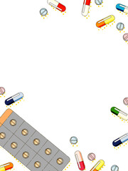 錠剤とカプセルのイラスト背景