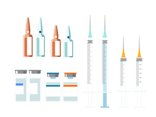 薬と注射器のイラストセット
