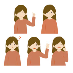 表情 ポーズ セット ( 上半身 ロングヘア )