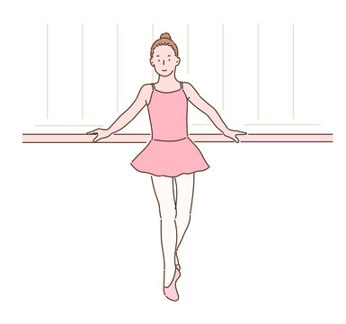 pink ballerina at barre clip art preview