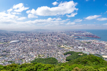 Obraz premium 小文字山山頂から見た北九州市街地眺望