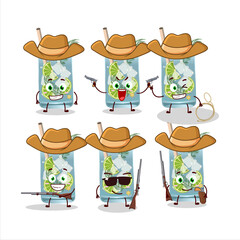 Cool cowboy gin tonic cartoon character with a cute hat