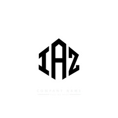 IAZ letter logo design with polygon shape. IAZ polygon logo monogram. IAZ cube logo design. IAZ hexagon vector logo template white and black colors. IAZ monogram. IAZ business and real estate logo. 