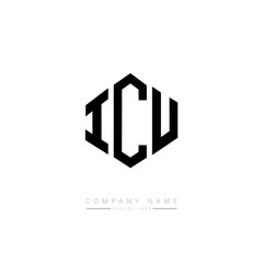 ICU letter logo design with polygon shape. ICU polygon logo monogram. ICU cube logo design. ICU hexagon vector logo template white and black colors. ICU monogram. ICU business and real estate logo. 
