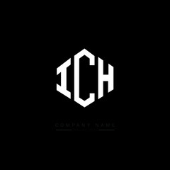 ICH letter logo design with polygon shape. ICH polygon logo monogram. ICH cube logo design. ICH hexagon vector logo template white and black colors. ICH monogram. ICH business and real estate logo. 
