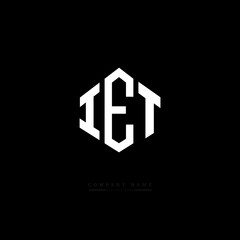 IET letter logo design with polygon shape. IET polygon logo monogram. IET cube logo design. IET hexagon vector logo template white and black colors. IET monogram. IET business and real estate logo. 