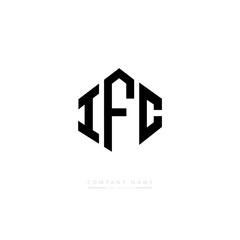 IFC letter logo design with polygon shape. IFC polygon logo monogram. IFC cube logo design. IFC hexagon vector logo template white and black colors. IFC monogram. IFC business and real estate logo. 
