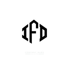 IFD letter logo design with polygon shape. IFD polygon logo monogram. IFD cube logo design. IFD hexagon vector logo template white and black colors. IFD monogram. IFD business and real estate logo. 