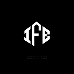 IFE letter logo design with polygon shape. IFE polygon logo monogram. IFE cube logo design. IFE hexagon vector logo template white and black colors. IFE monogram. IFE business and real estate logo. 