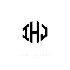 IHJ letter logo design with polygon shape. IHJ polygon logo monogram. IHJ cube logo design. IHJ hexagon vector logo template white and black colors. IHJ monogram. IHJ business and real estate logo. 