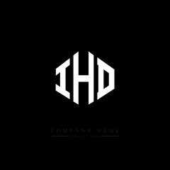 IHD letter logo design with polygon shape. IHD polygon logo monogram. IHD cube logo design. IHD hexagon vector logo template white and black colors. IHD monogram. IHD business and real estate logo. 