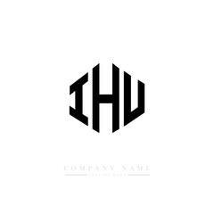 IHU letter logo design with polygon shape. IHU polygon logo monogram. IHU cube logo design. IHU hexagon vector logo template white and black colors. IHU monogram. IHU business and real estate logo. 