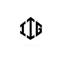 IIG letter logo design with polygon shape. IIG polygon logo monogram. IIG cube logo design. IIG hexagon vector logo template white and black colors. IIG monogram. IIG business and real estate logo. 