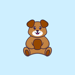 Obraz na płótnie Canvas Cute dog is sitting. Animal cartoon concept isolated. Can used for t-shirt, greeting card, invitation card or mascot. Flat Cartoon Style