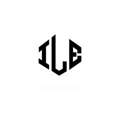 ILE letter logo design with polygon shape. ILE polygon logo monogram. ILE cube logo design. ILE hexagon vector logo template white and black colors. ILE monogram. ILE business and real estate logo. 