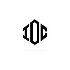 IOC letter logo design with polygon shape. IOC polygon logo monogram. IOC cube logo design. IOC hexagon vector logo template white and black colors. IOC monogram. IOC business and real estate logo. 
