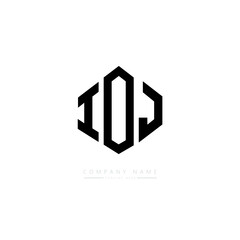 IOJ letter logo design with polygon shape. IOJ polygon logo monogram. IOJ cube logo design. IOJ hexagon vector logo template white and black colors. IOJ monogram. IOJ business and real estate logo. 