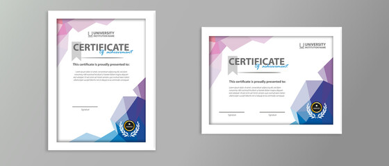 Certificate or diplomat Blue Low Poly.  - obrazy, fototapety, plakaty