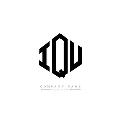 IQU letter logo design with polygon shape. IQU polygon logo monogram. IQU cube logo design. IQU hexagon vector logo template white and black colors. IQU monogram. IQU business and real estate logo. 