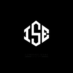 ISE letter logo design with polygon shape. ISE polygon logo monogram. ISE cube logo design. ISE hexagon vector logo template white and black colors. ISE monogram. ISE business and real estate logo. 