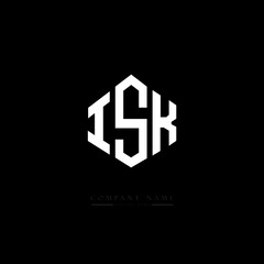 ISK letter logo design with polygon shape. ISK polygon logo monogram. ISK cube logo design. ISK hexagon vector logo template white and black colors. ISK monogram. ISK business and real estate logo. 