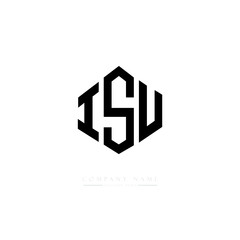 ISU letter logo design with polygon shape. ISU polygon logo monogram. ISU cube logo design. ISU hexagon vector logo template white and black colors. ISU monogram. ISU business and real estate logo. 
