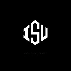 ISU letter logo design with polygon shape. ISU polygon logo monogram. ISU cube logo design. ISU hexagon vector logo template white and black colors. ISU monogram. ISU business and real estate logo. 