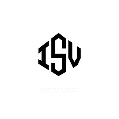 ISV letter logo design with polygon shape. ISV polygon logo monogram. ISV cube logo design. ISV hexagon vector logo template white and black colors. ISV monogram. ISV business and real estate logo. 