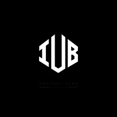 IUB letter logo design with polygon shape. IUB polygon logo monogram. IUB cube logo design. IUB hexagon vector logo template white and black colors. IUB monogram. IUB business and real estate logo. 