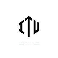 ITU letter logo design with polygon shape. ITU polygon logo monogram. ITU cube logo design. ITU hexagon vector logo template white and black colors. ITU monogram. ITU business and real estate logo. 