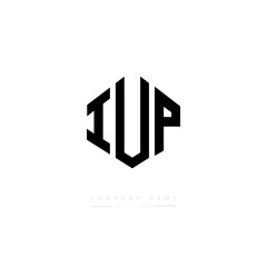 IUP letter logo design with polygon shape. IUP polygon logo monogram. IUP cube logo design. IUP hexagon vector logo template white and black colors. IUP monogram. IUP business and real estate logo.  