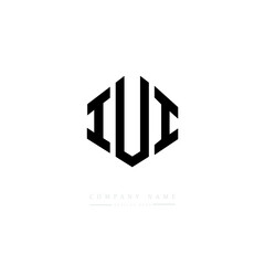 IUI letter logo design with polygon shape. IUI polygon logo monogram. IUI cube logo design. IUI hexagon vector logo template white and black colors. IUI monogram. IUI business and real estate logo. 