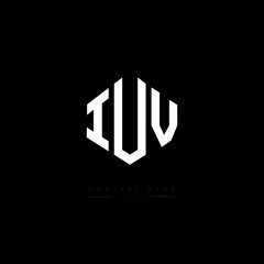 IUV letter logo design with polygon shape. IUV polygon logo monogram. IUV cube logo design. IUV hexagon vector logo template white and black colors. IUV monogram. IUV business and real estate logo. 