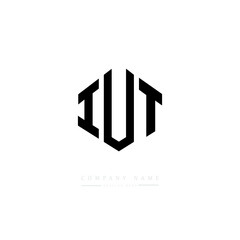 IUT letter logo design with polygon shape. IUT polygon logo monogram. IUT cube logo design. IUT hexagon vector logo template white and black colors. IUT monogram. IUT business and real estate logo. 