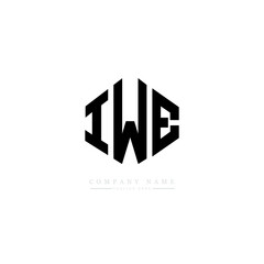 IWE letter logo design with polygon shape. IWE polygon logo monogram. IWE cube logo design. IWE hexagon vector logo template white and black colors. IWE monogram. IWE business and real estate logo. 