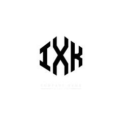 IXK letter logo design with polygon shape. IXK polygon logo monogram. IXK cube logo design. IXK hexagon vector logo template white and black colors. IXK monogram. IXK business and real estate logo.  