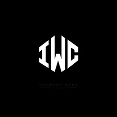IWC letter logo design with polygon shape. IWC polygon logo monogram. IWC cube logo design. IWC hexagon vector logo template white and black colors. IWC monogram. IWC business and real estate logo. 