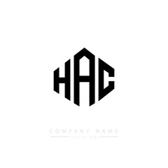 HAC letter logo design with polygon shape. HAC polygon logo monogram. HAC cube logo design. HAC hexagon vector logo template white and black colors. HAC monogram. HAC business and real estate logo. 