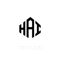 HAI letter logo design with polygon shape. HAI polygon logo monogram. HAI cube logo design. HAI hexagon vector logo template white and black colors. HAI monogram. HAI business and real estate logo. 
