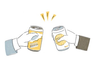 缶ビールで飲み会をする人