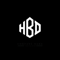 HBD letter logo design with polygon shape. HBD polygon logo monogram. HBD cube logo design. HBD hexagon vector logo template white and black colors. HBD monogram. HBD business and real estate logo. 