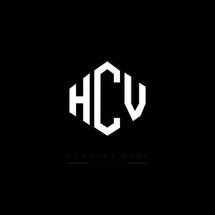 HCV letter logo design with polygon shape. HCV polygon logo monogram. HCV cube logo design. HCV hexagon vector logo template white and black colors. HCV monogram. HCV business and real estate logo. 