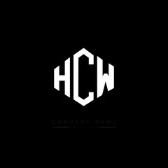 Fototapeta premium HCW letter logo design with polygon shape. HCW polygon logo monogram. HCW cube logo design. HCW hexagon vector logo template white and black colors. HCW monogram. HCW business and real estate logo. 