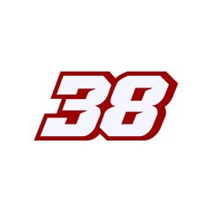 Racing star number 38 isolated on white background