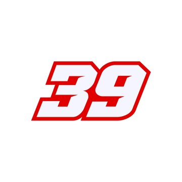 Racing star number 39 isolated on white background