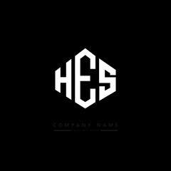 HES letter logo design with polygon shape. HES polygon logo monogram. HES cube logo design. HES hexagon vector logo template white and black colors. HES monogram. HES business and real estate logo. 