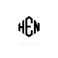 HEN letter logo design with polygon shape. HEN polygon logo monogram. HEN cube logo design. HEN hexagon vector logo template white and black colors. HEN monogram. HEN business and real estate logo. 