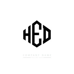 HED letter logo design with polygon shape. HED polygon logo monogram. HED cube logo design. HED hexagon vector logo template white and black colors. HED monogram. HED business and real estate logo. 