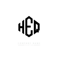 HEQ letter logo design with polygon shape. HEQ polygon logo monogram. HEQ cube logo design. HEQ hexagon vector logo template white and black colors. HEQ monogram. HEQ business and real estate logo. 