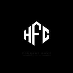 HFC letter logo design with polygon shape. HFC polygon logo monogram. HFC cube logo design. HFC hexagon vector logo template white and black colors. HFC monogram. HFC business and real estate logo.  